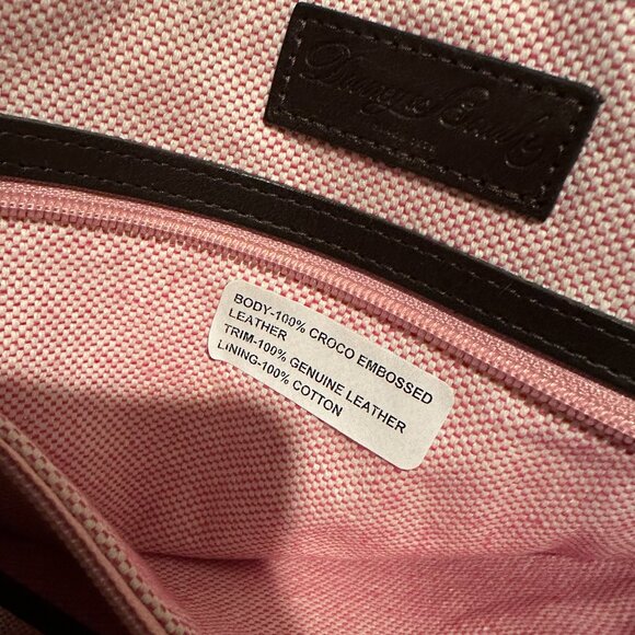 Dooney & Bourke Croc Embossed Double Strap Tassel Shoulder Bag Keychain Dust Bag - Picture 12 of 16